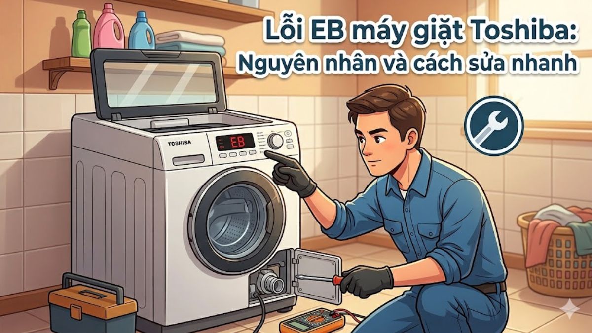 Lỗi EB máy giặt Toshiba: Nguyên nhân và cách sửa nhanh
